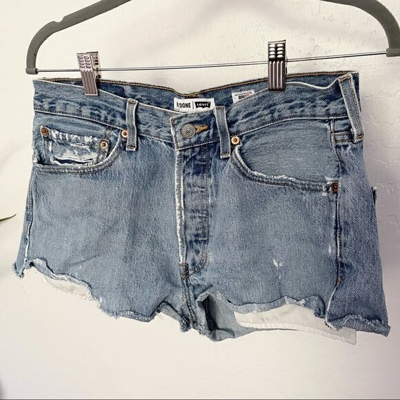 LEVI’S RE/DONE The Short Shorts Cut Off Pockets Show Jean Shorts - Picture 3 of 13